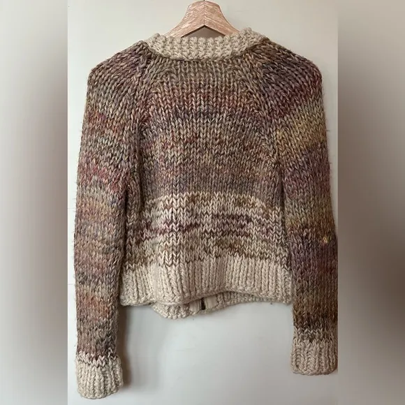 Anthropologie Aurora Zip Cardigan by Angel Of The North Wool Alpaca Blend Chunky