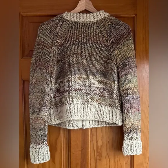 Anthropologie Aurora Zip Cardigan by Angel Of The North Wool Alpaca Blend Chunky
