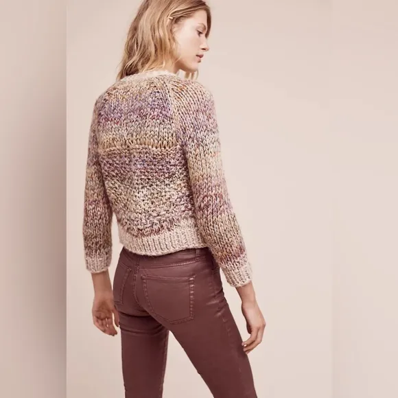 Anthropologie Aurora Zip Cardigan by Angel Of The North Wool Alpaca Blend Chunky