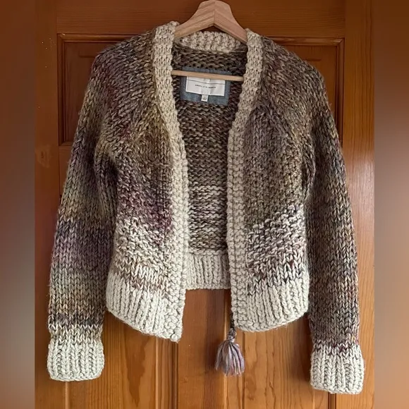 Anthropologie Aurora Zip Cardigan by Angel Of The North Wool Alpaca Blend Chunky