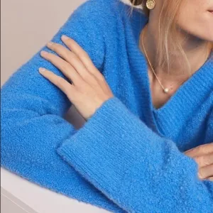 Anthropologie Clayton Chunky Wool V-Neck Sweater (XS) - Blue