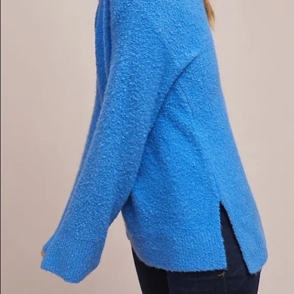 Anthropologie Clayton Chunky Wool V-Neck Sweater (XS) - Blue