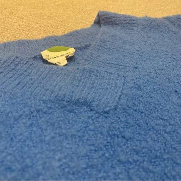 Anthropologie Clayton Chunky Wool V-Neck Sweater (XS) - Blue
