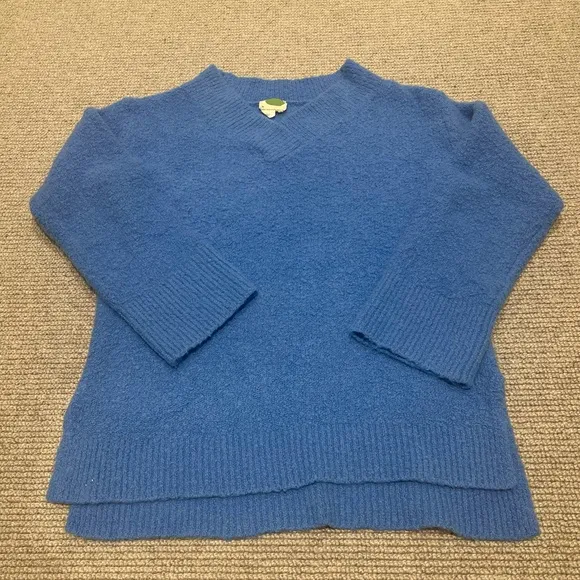 Anthropologie Clayton Chunky Wool V-Neck Sweater (XS) - Blue