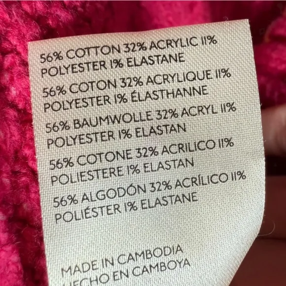 Anthropologie Maeve The Tillie V-Neck Pullover Chunky Knit Sweater Pink S