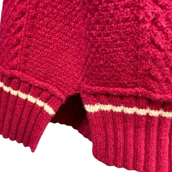 Anthropologie Maeve The Tillie V-Neck Pullover Chunky Knit Sweater Pink S