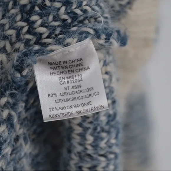 Anthropologie Moth Argyle Oversized Cardigan Chunky Knit Sweater Blue Cream XS