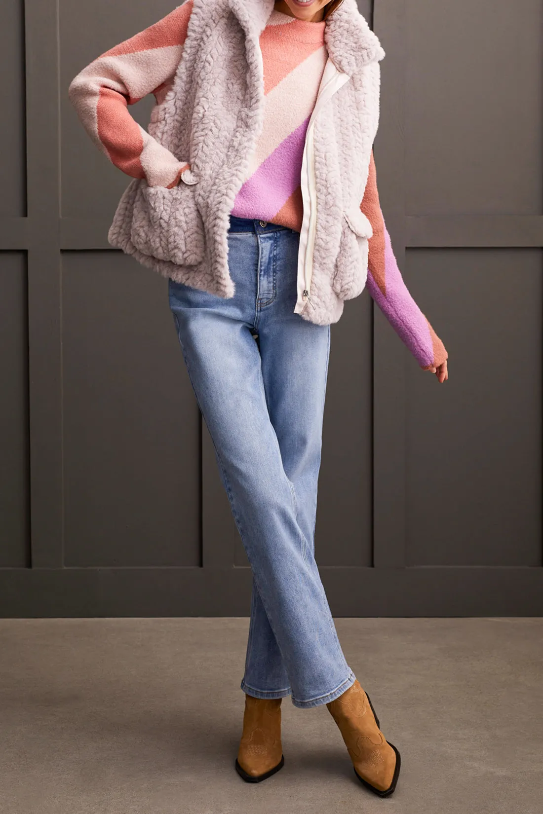 Apricot Mist Mock Neck Sweater
