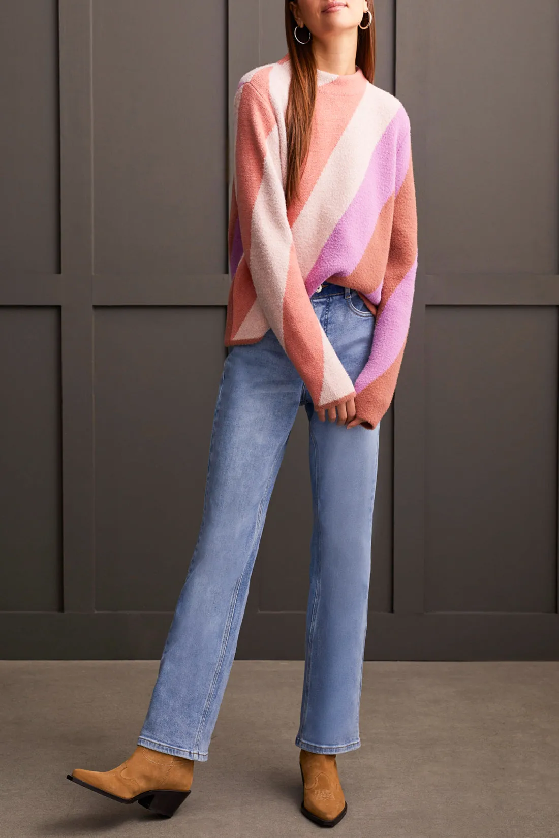 Apricot Mist Mock Neck Sweater