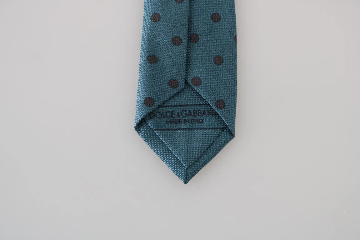 Aquamarine Silk Polka Dot Print Slim Tie