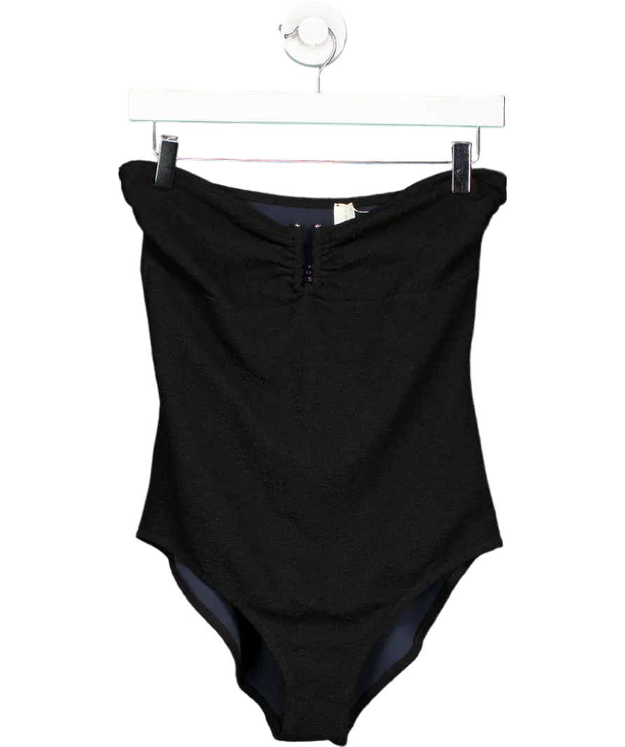 Arket Black Textured boucle Bandeau Swimsuit UK 14