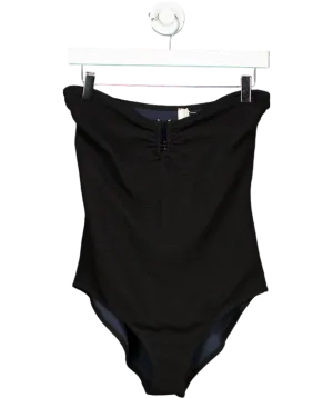 Arket Black Textured boucle Bandeau Swimsuit UK 14