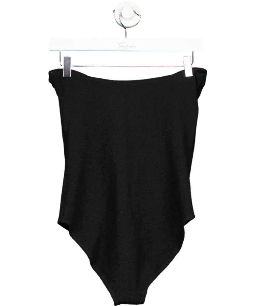 Arket Black Textured boucle Bandeau Swimsuit UK 14