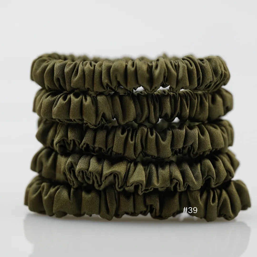 Army Green silk scrunchies mini