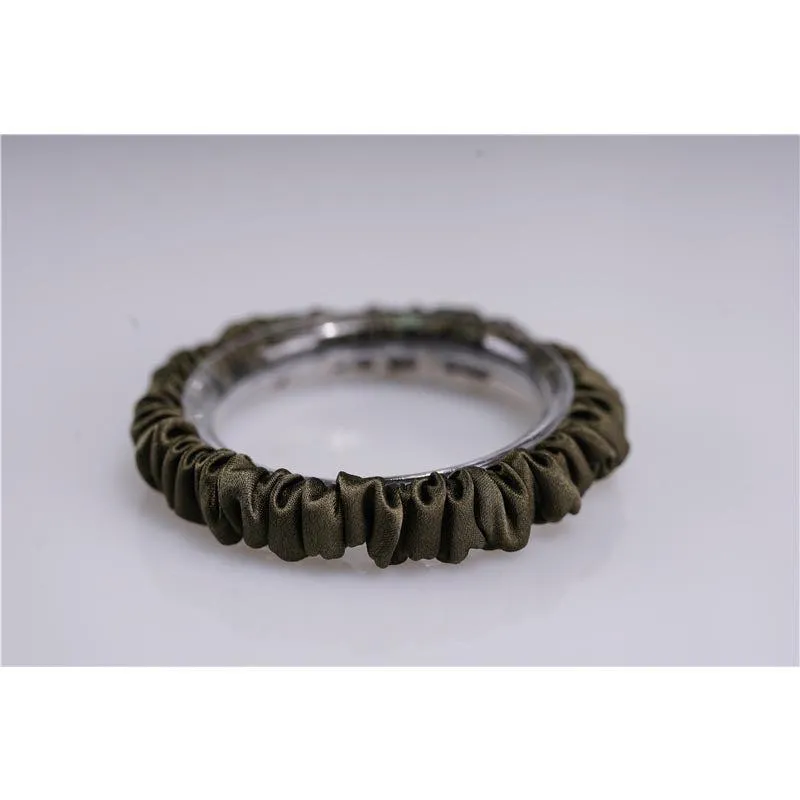 Army Green silk scrunchies mini