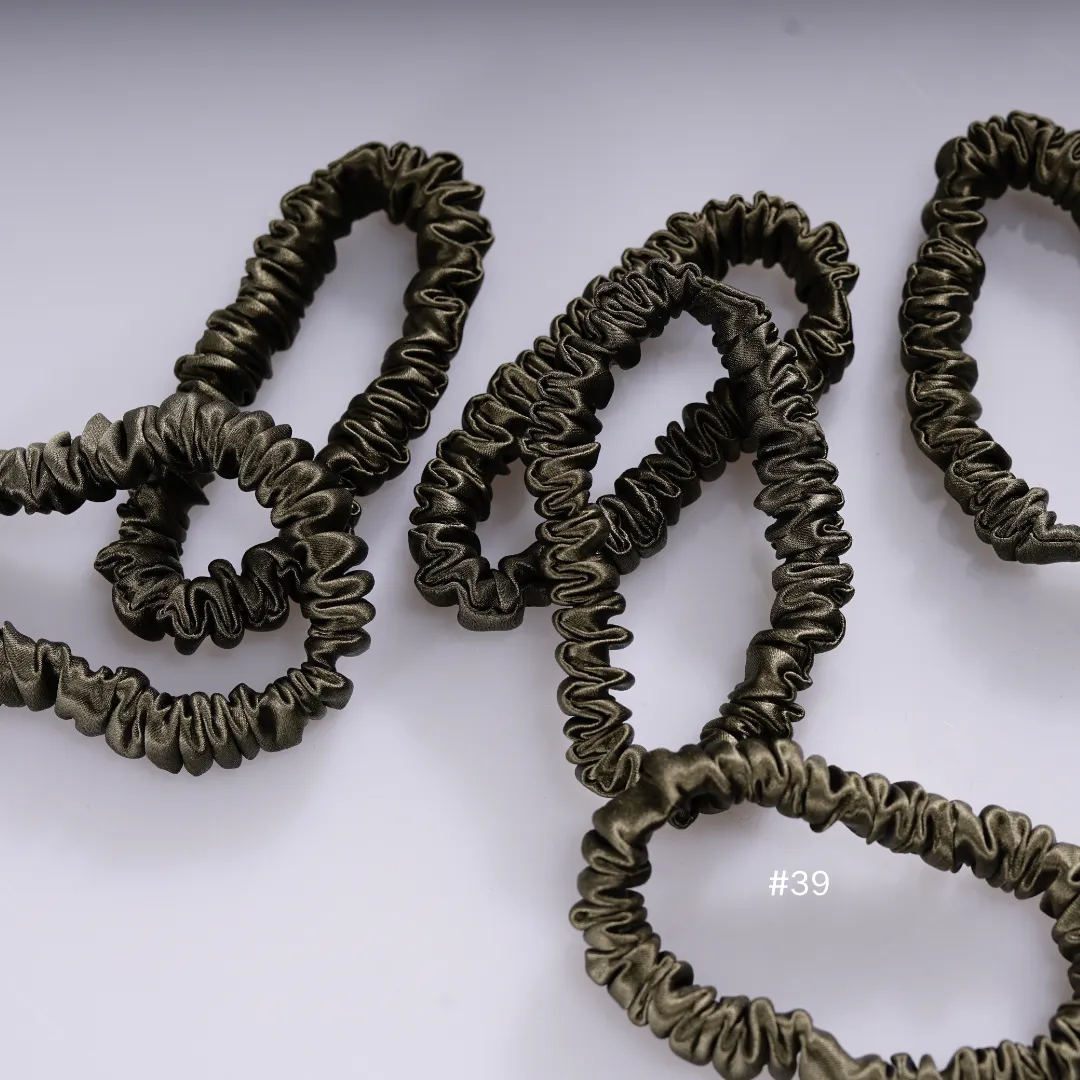 Army Green silk scrunchies mini