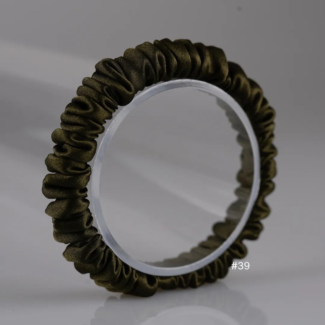Army Green silk scrunchies mini