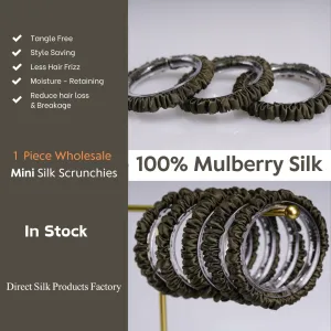 Army Green silk scrunchies mini