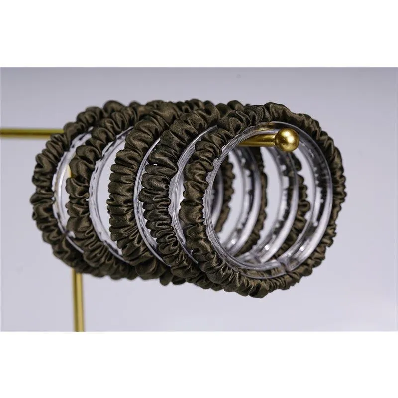 Army Green silk scrunchies mini