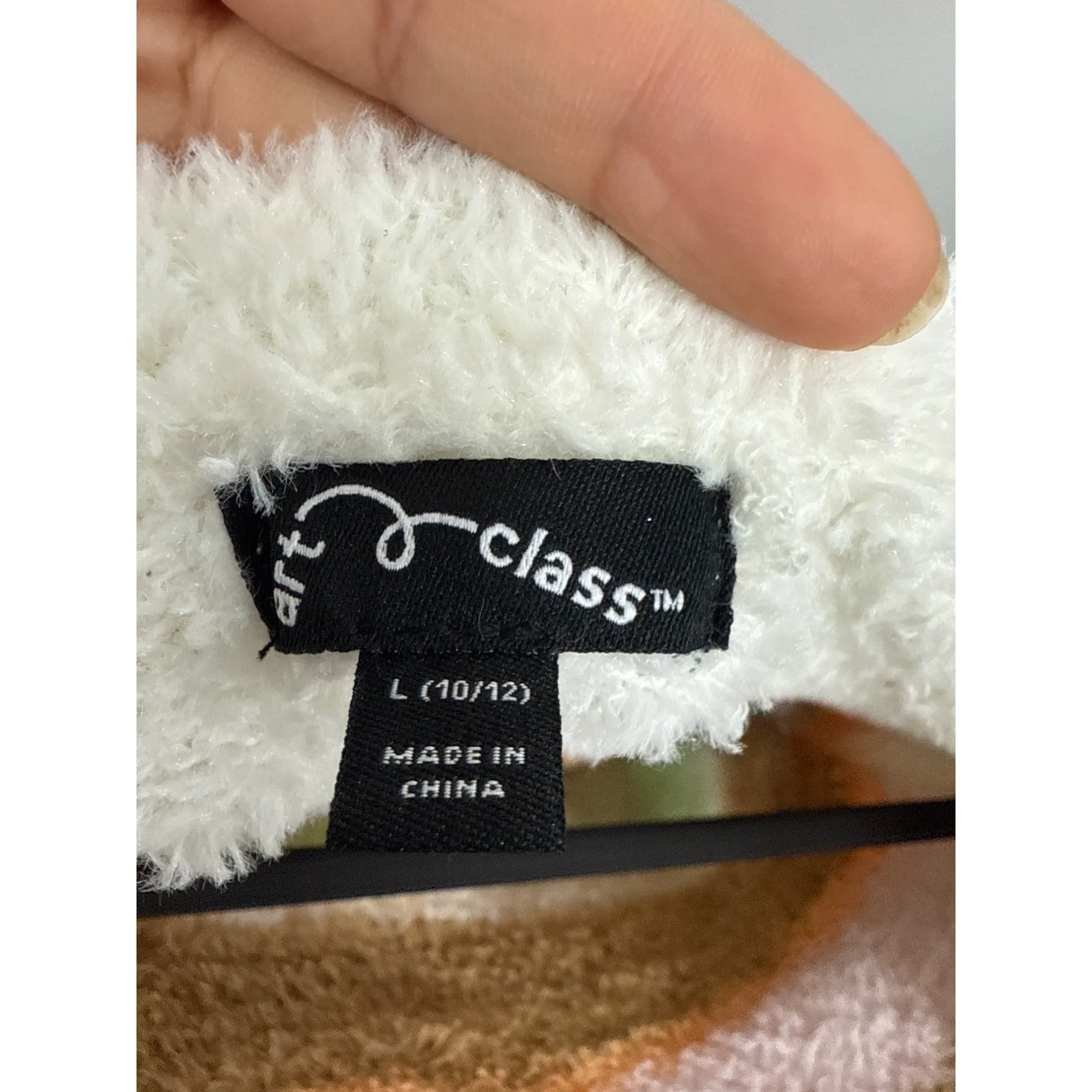 Art Class L Fuzzy Striped Sweater White Pastel Green Pink Orange Long Sleeve Soft Pullover Womens Top