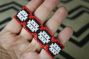 Art# K109  3.5 inch Original Kayapo Traditional Peyote stitch Beaded Bracelet from Brazil.