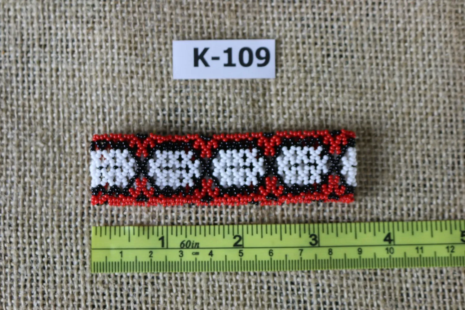 Art# K109  3.5 inch Original Kayapo Traditional Peyote stitch Beaded Bracelet from Brazil.