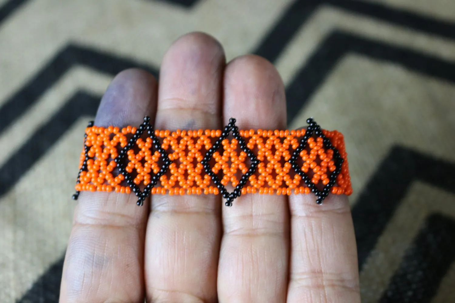 Art# K423  3  inch. Original Kayapo Traditional Peyote stitch Beaded Bracelet from Brazil