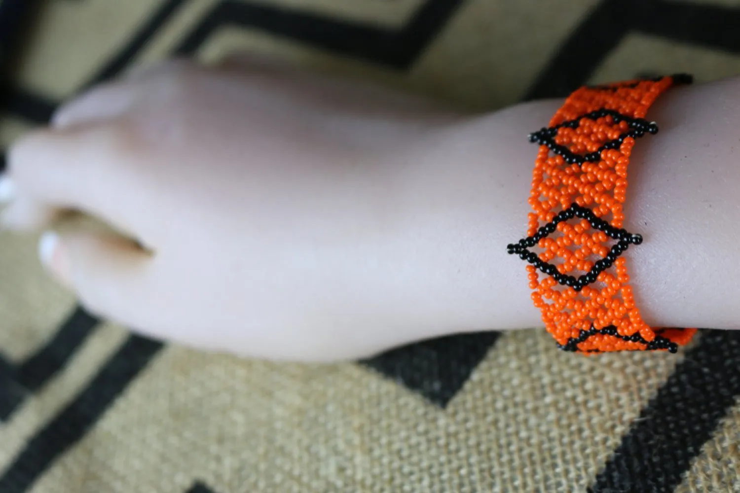 Art# K423  3  inch. Original Kayapo Traditional Peyote stitch Beaded Bracelet from Brazil