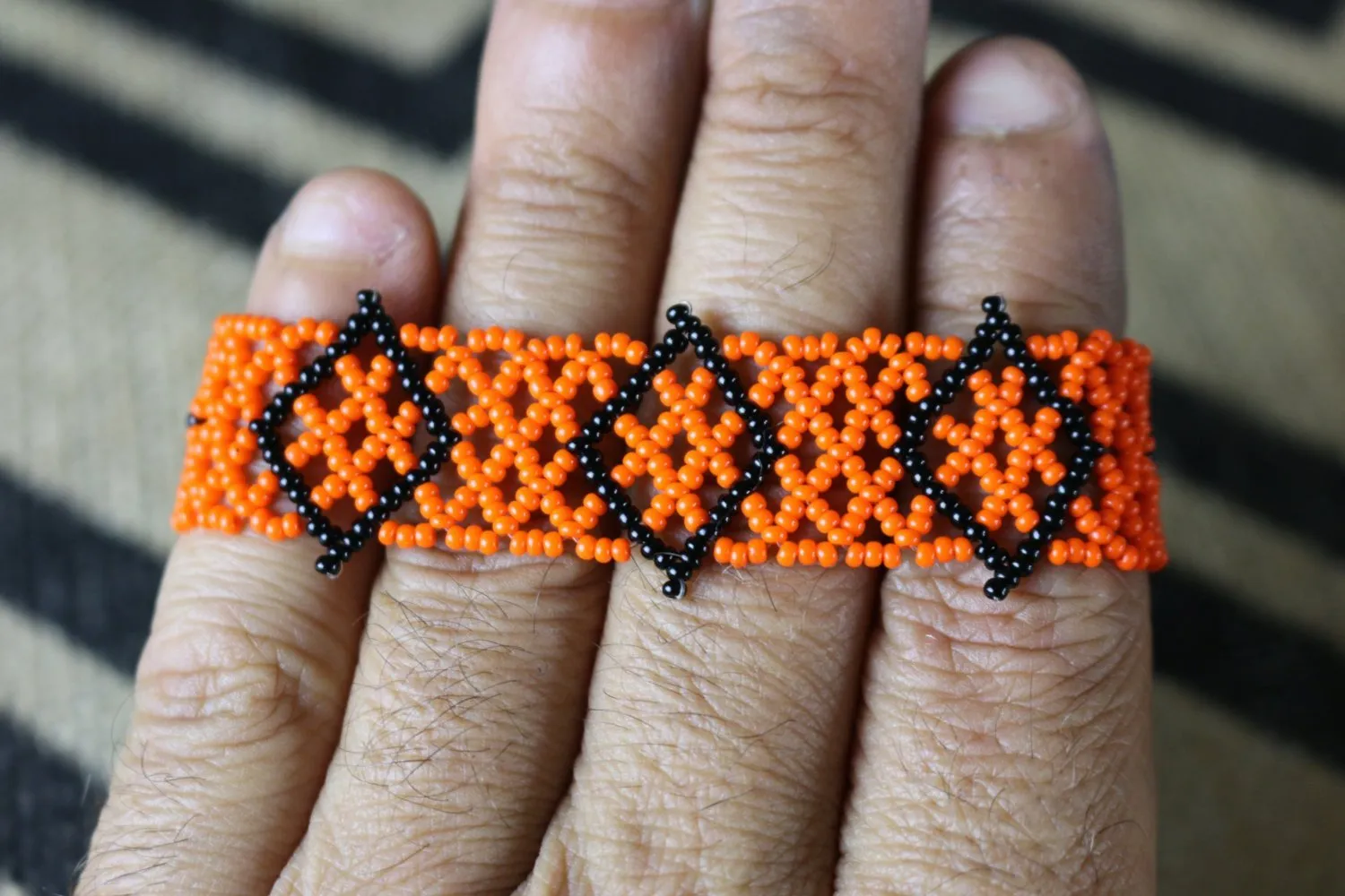 Art# K423  3  inch. Original Kayapo Traditional Peyote stitch Beaded Bracelet from Brazil