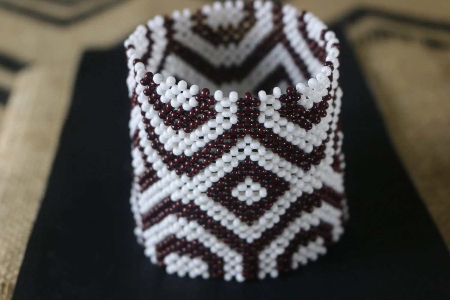 Art# K70  3.5  inch Original Kayapo Traditional Peyote stitch Beaded Bracelet from Brazil.
