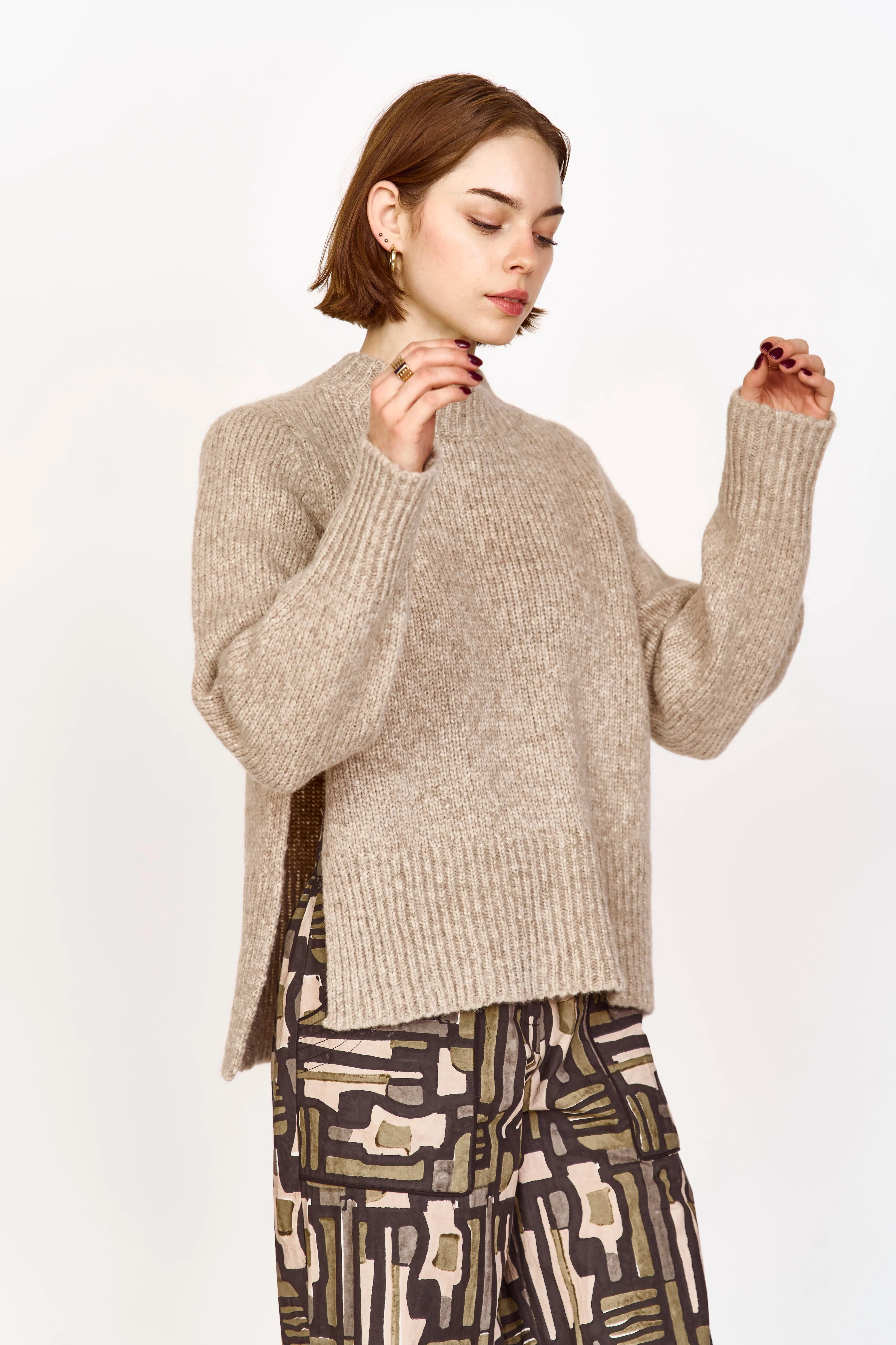 Aspen Open Side Pullover in Camel