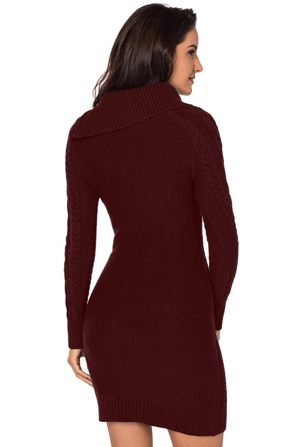 Asymmetric Buttoned Collar Bodycon Sweater Dress