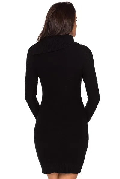 Asymmetric Buttoned Collar Bodycon Sweater Dress