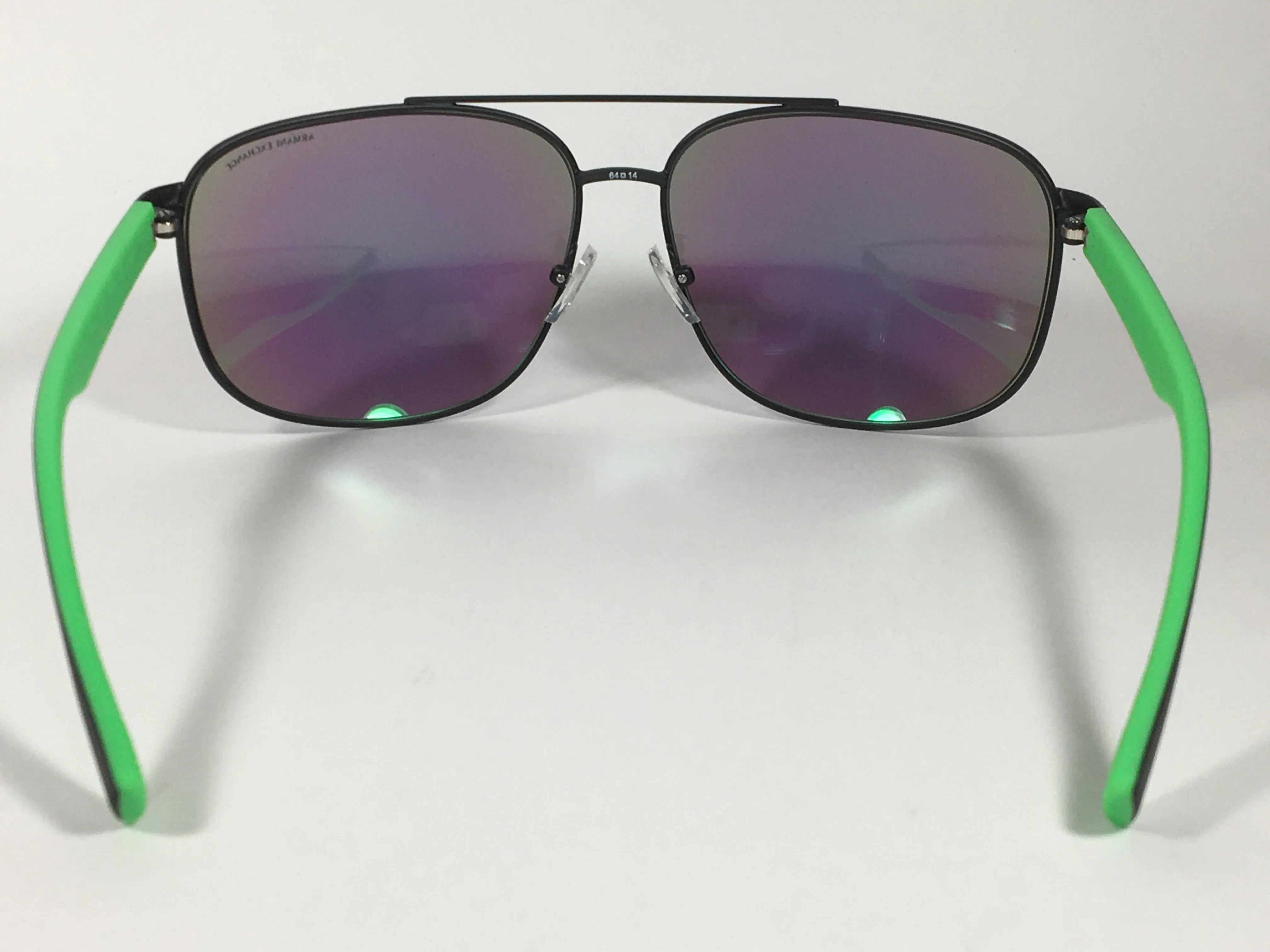 Authentic Armani Exchange Aviator Sunglasses Black Green With Green Flash Lens AX2026S 60633R