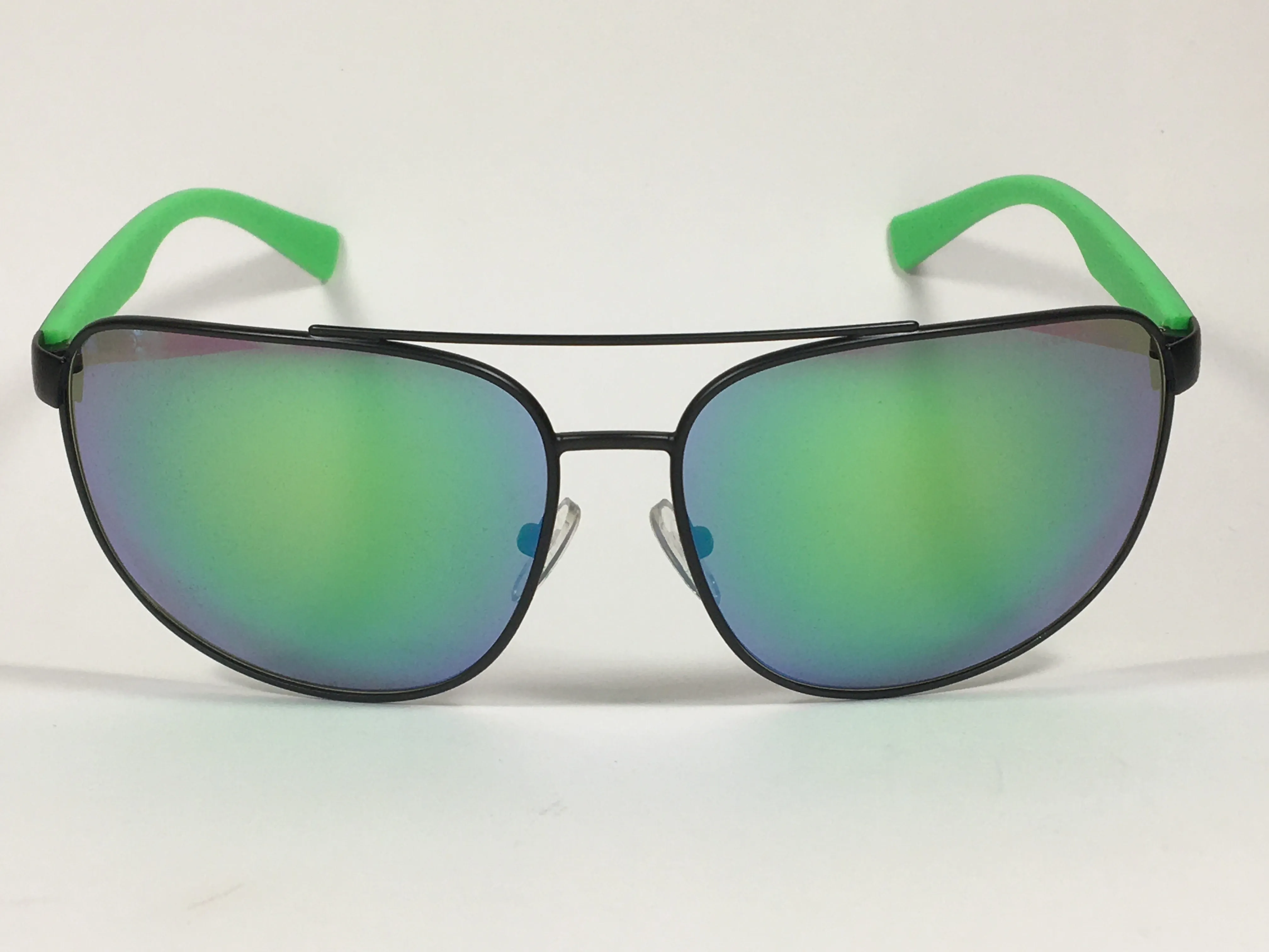 Authentic Armani Exchange Aviator Sunglasses Black Green With Green Flash Lens AX2026S 60633R
