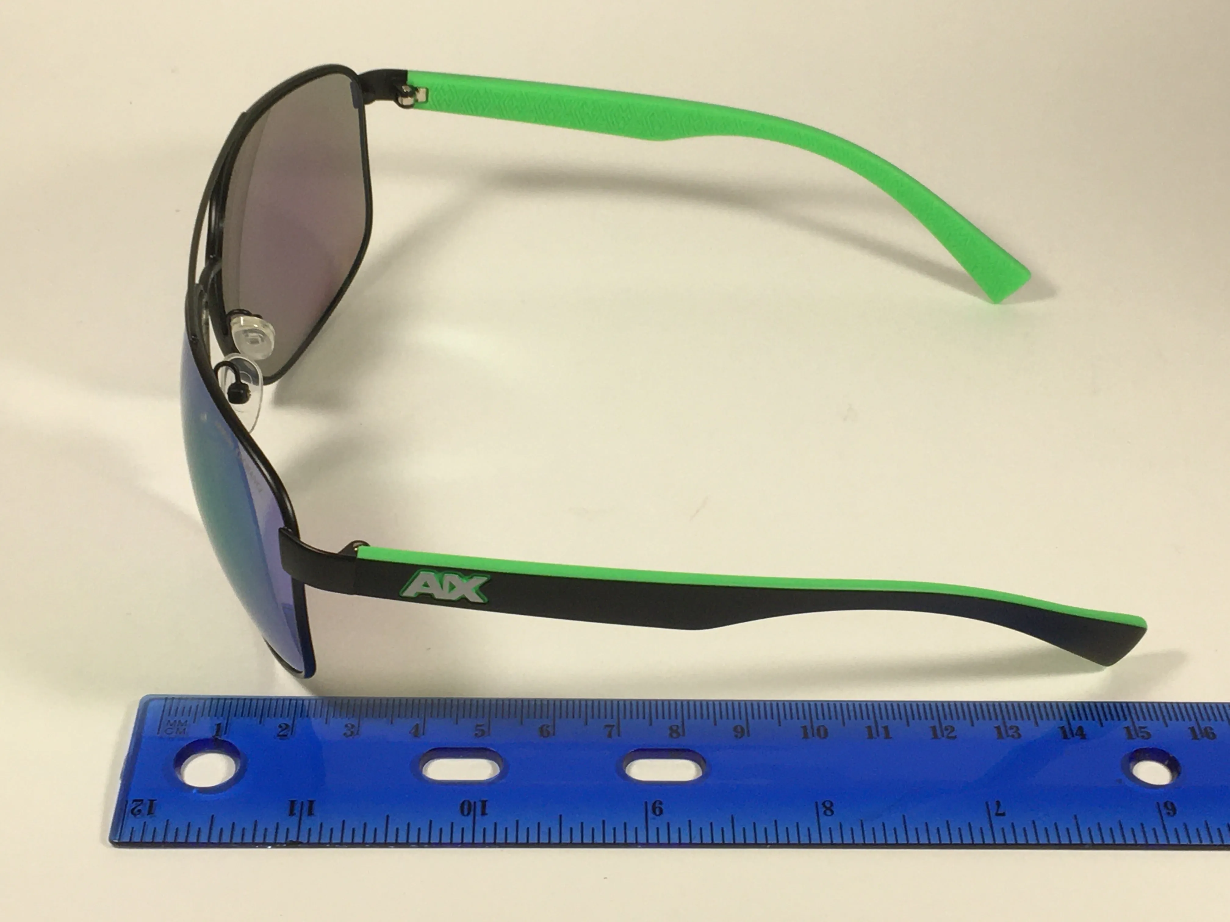 Authentic Armani Exchange Aviator Sunglasses Black Green With Green Flash Lens AX2026S 60633R