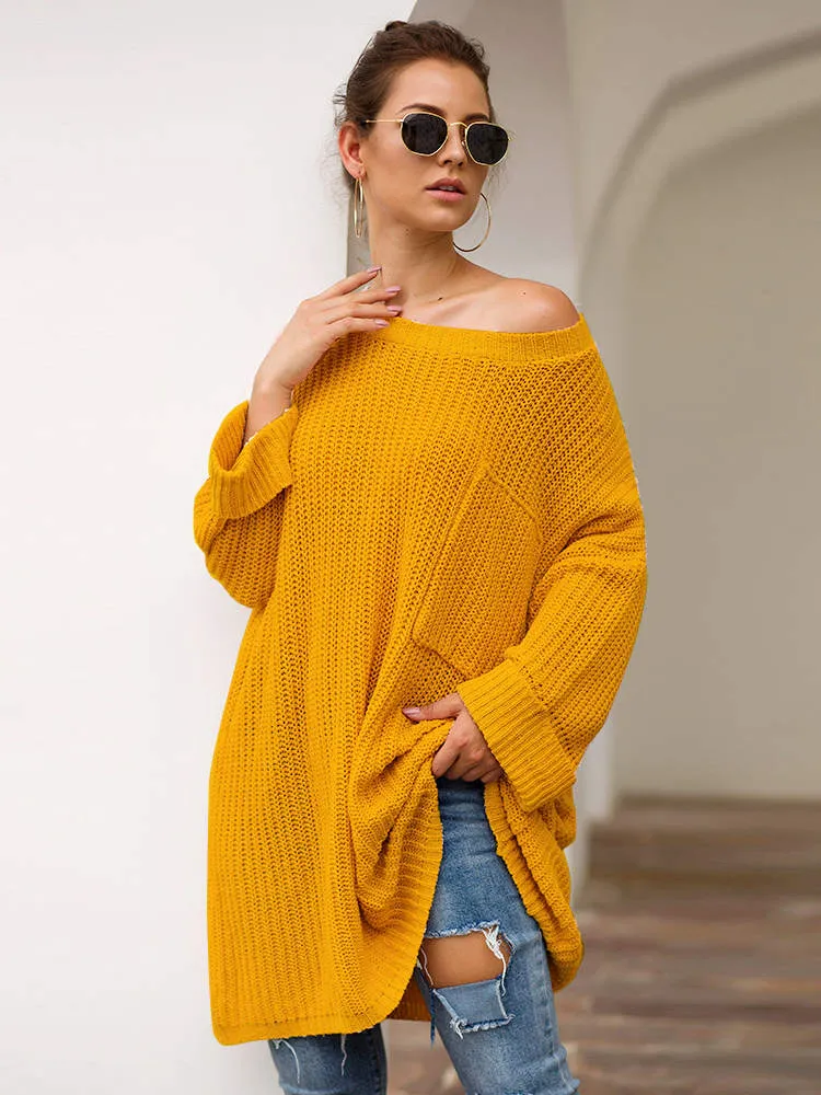 Autumn and Winter Sweater Three-color Long Lazy Wind Knit Sweater