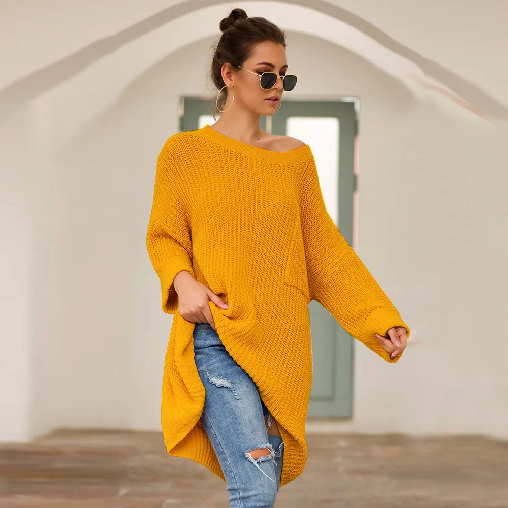Autumn and Winter Sweater Three-color Long Lazy Wind Knit Sweater