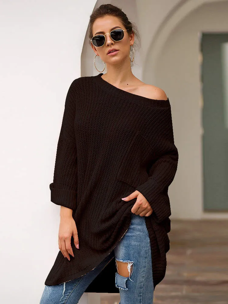 Autumn and Winter Sweater Three-color Long Lazy Wind Knit Sweater