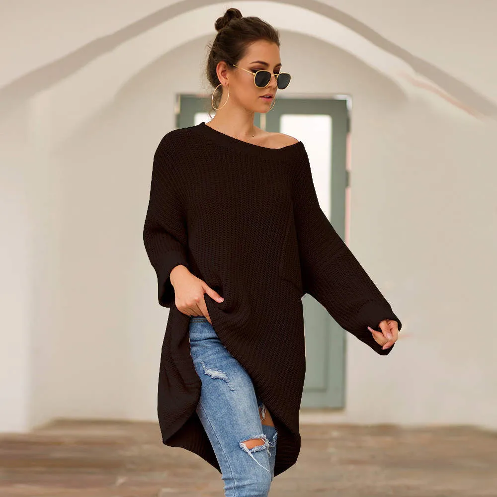 Autumn and Winter Sweater Three-color Long Lazy Wind Knit Sweater