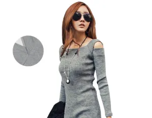 Autumn Winter Women Sweater Knitted Dress Long Sleeve Bodycon Stretch Woman Solid Casual Party Lady Dresses CL1114