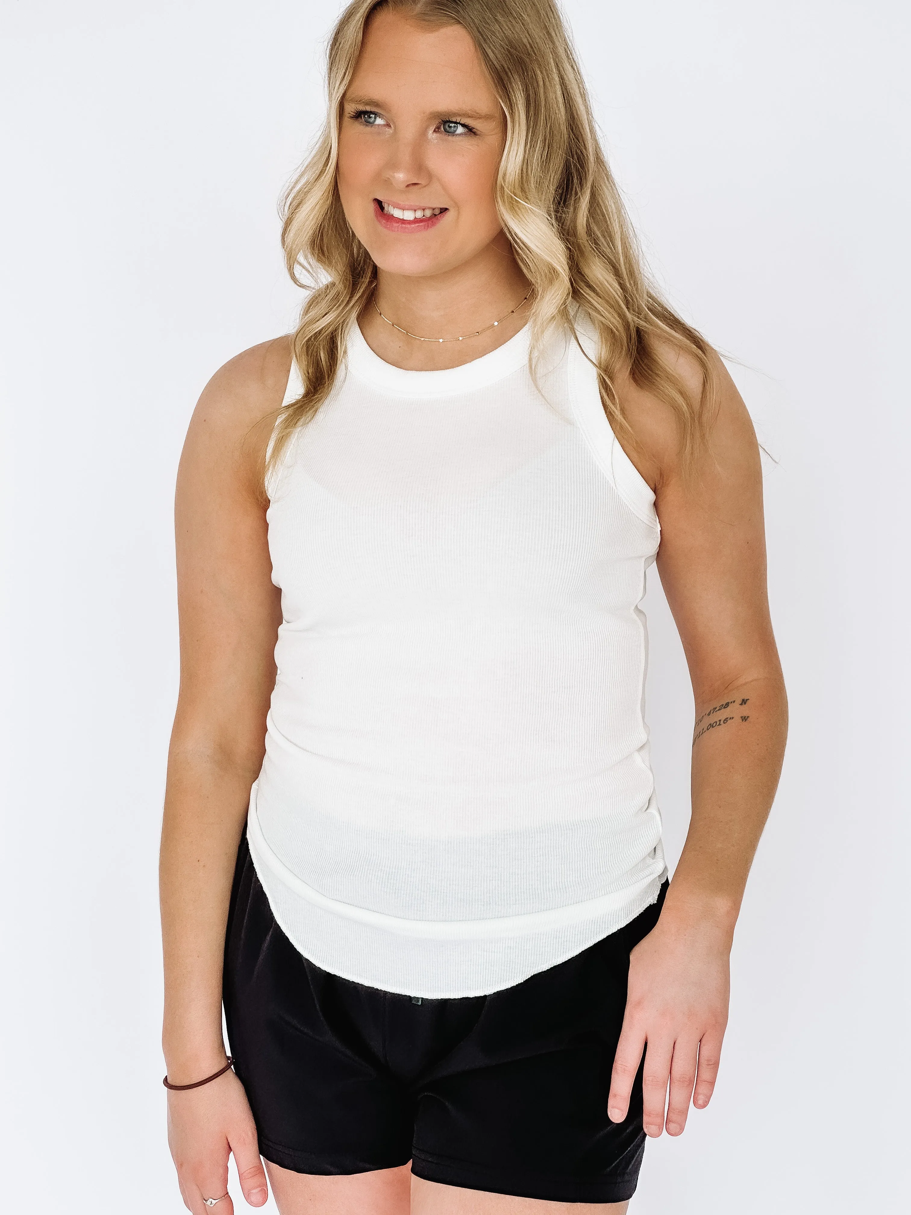 Ava Crew Neck Ribbed Tank Top