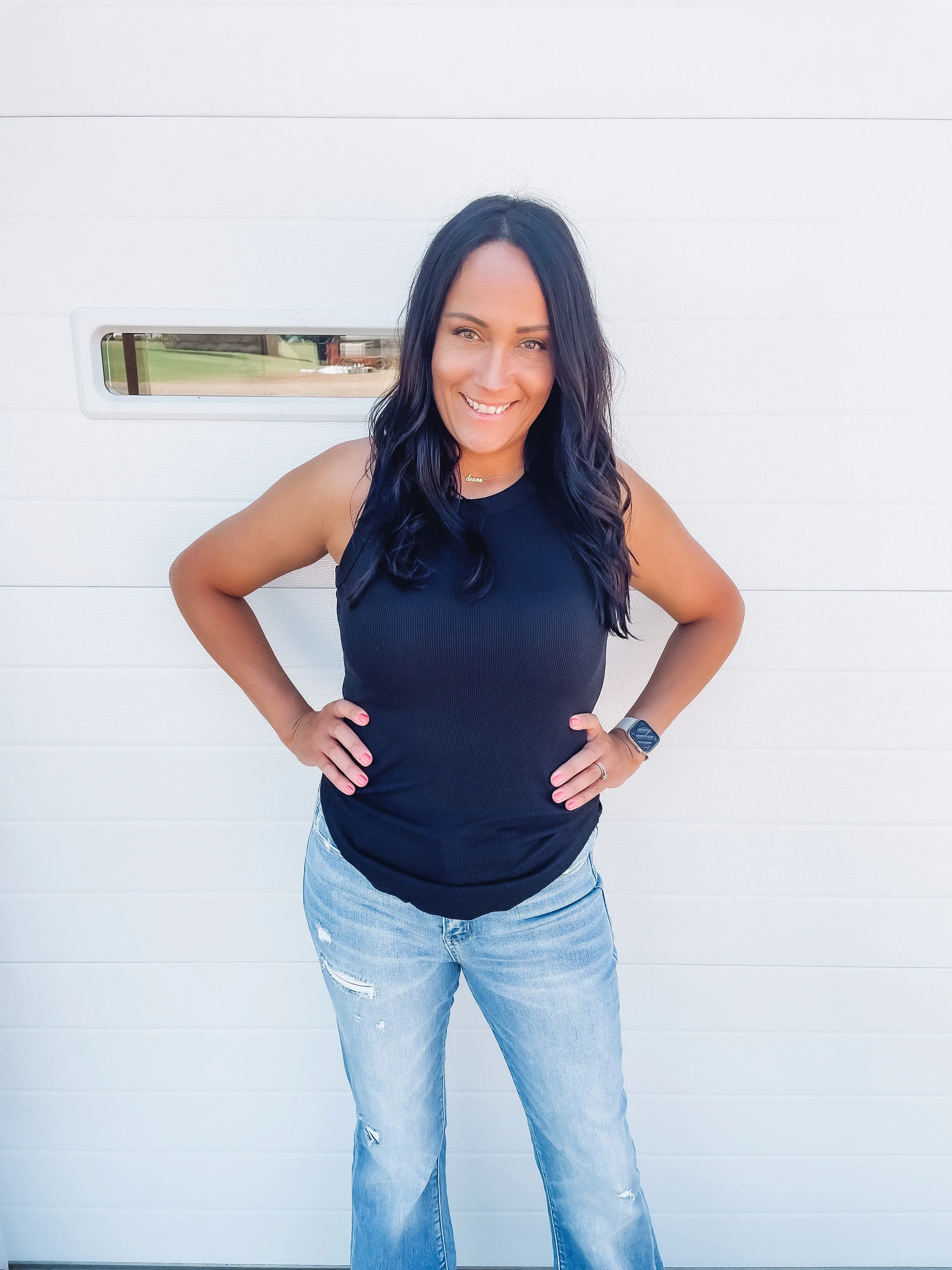 Ava Crew Neck Ribbed Tank Top