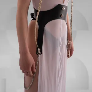 Avantgarde Leather Belt with Chains