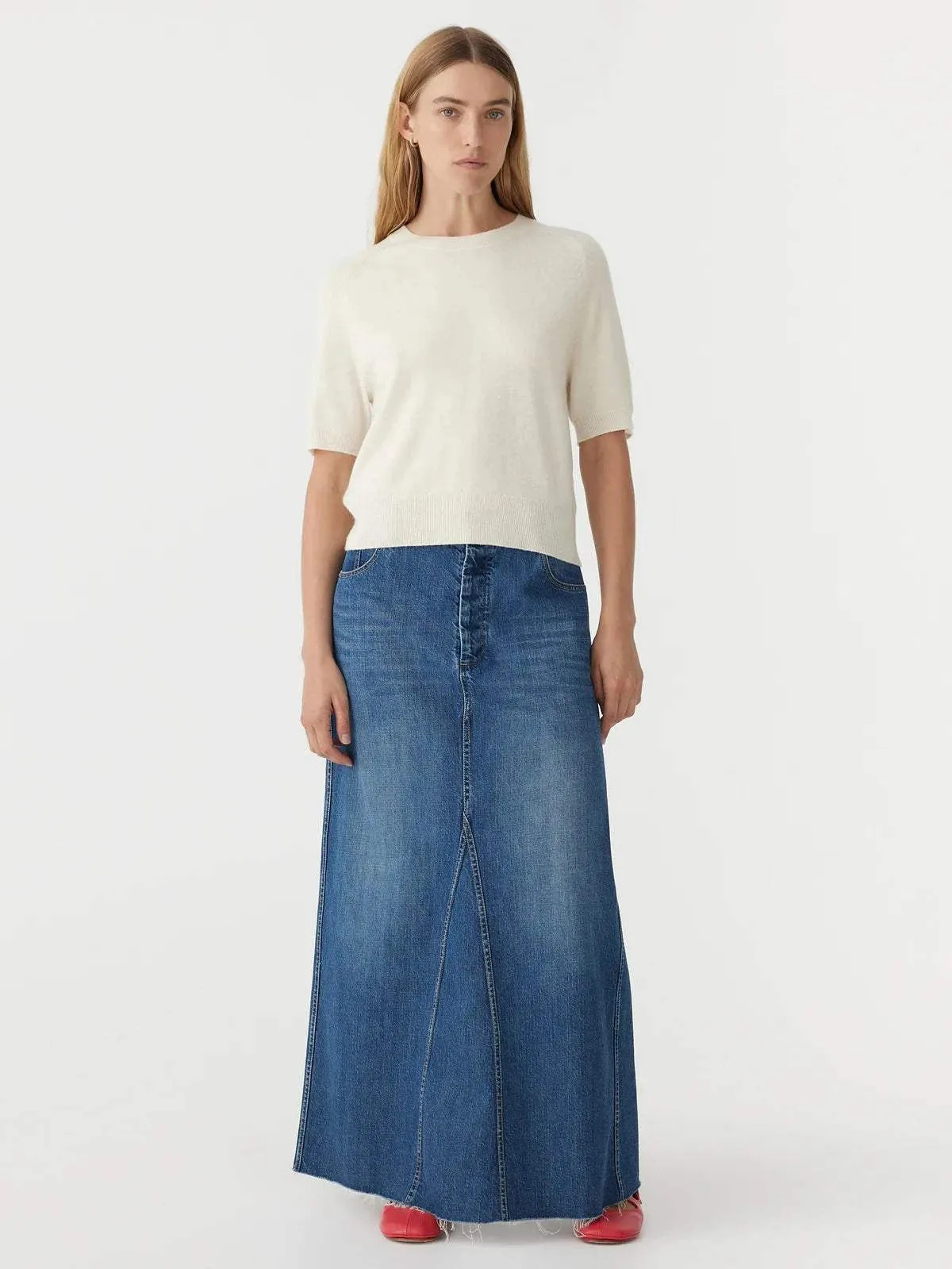 Bassike Wool Cashmere T/Shirt Knit Winter White