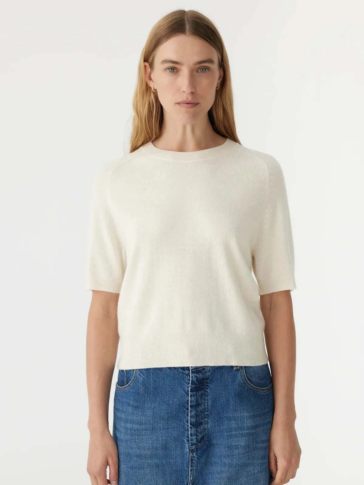 Bassike Wool Cashmere T/Shirt Knit Winter White