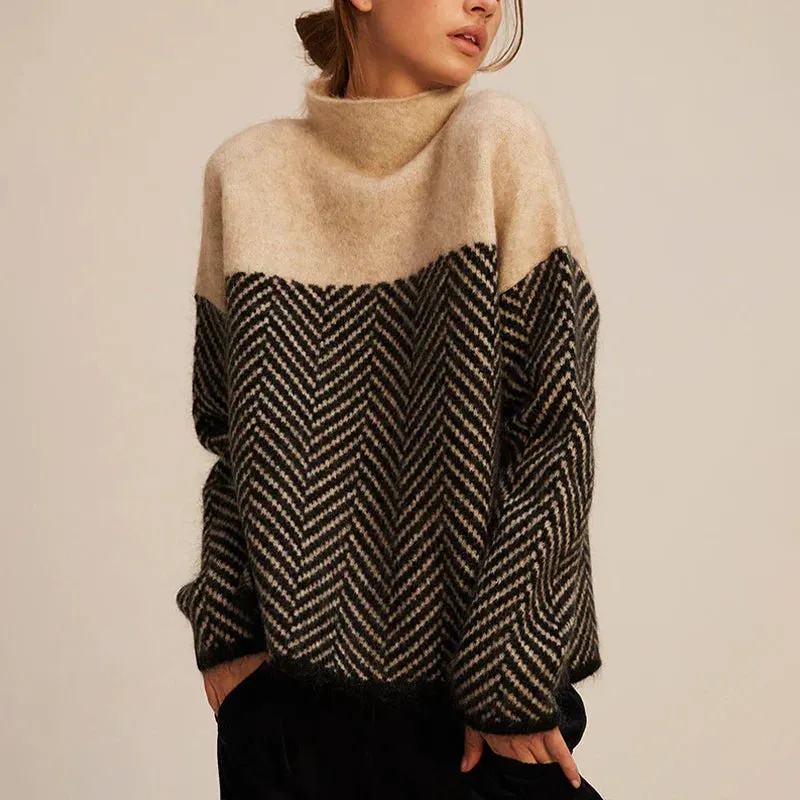 Beiger Rollkragenpullover Damen – Clara