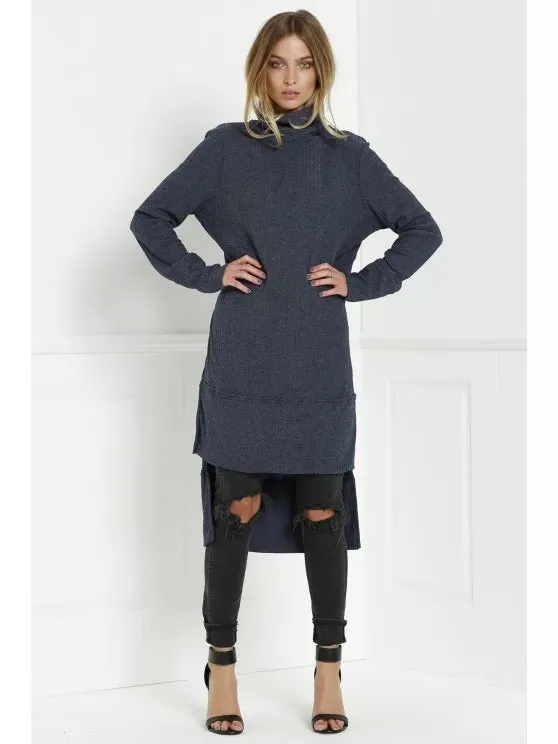 BerryBetty - Gorgeous Solid Color Turtle Collar Sweater Dress