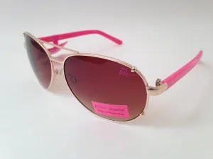 Betsey Johnson Aviator Sunglasses Gold And Pink Frame Brown Gradient Lens