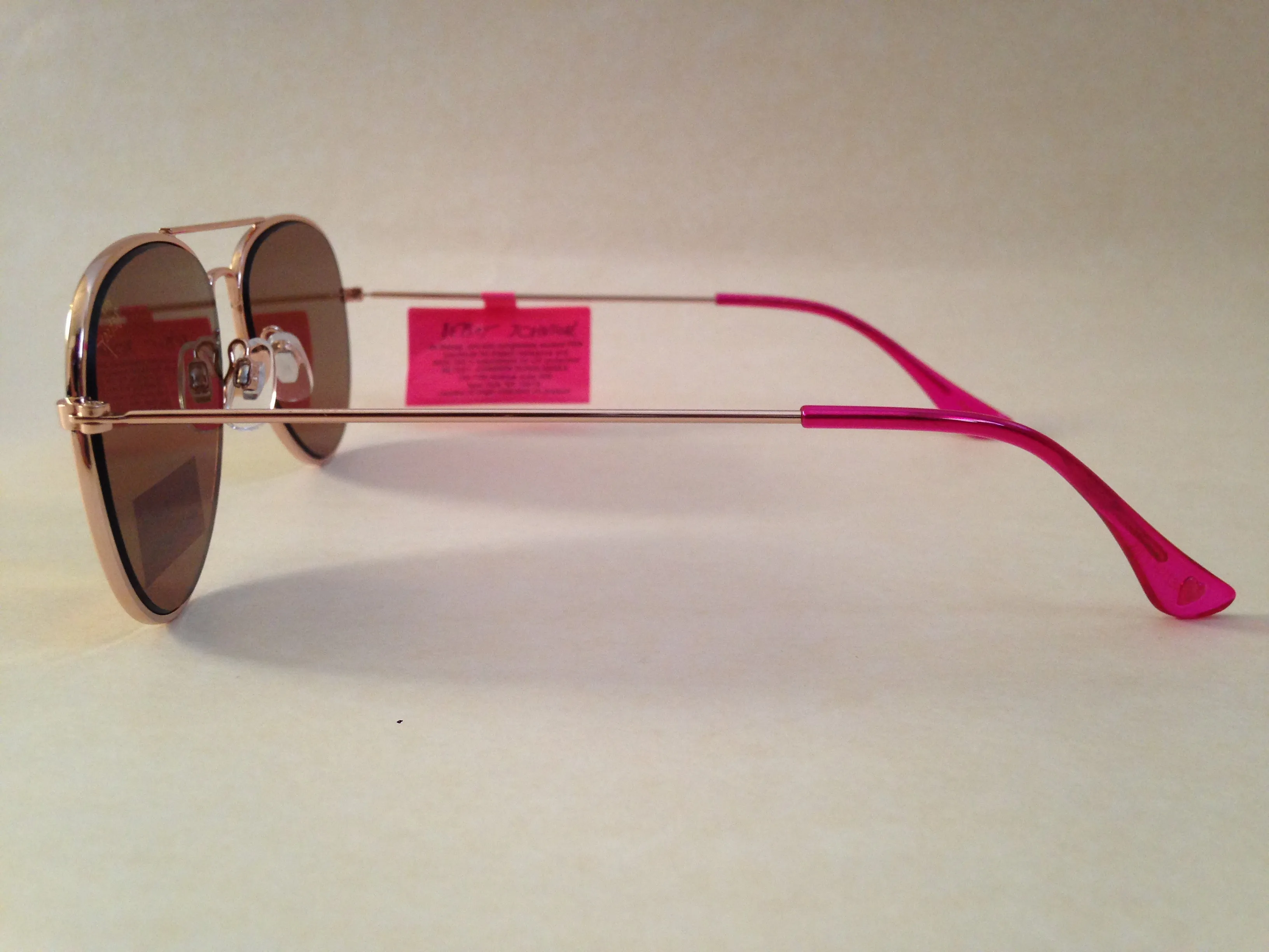 Betsey Johnson Flat Aviator Sunglasses Yellow Green Coral Flash Gold Pink 54